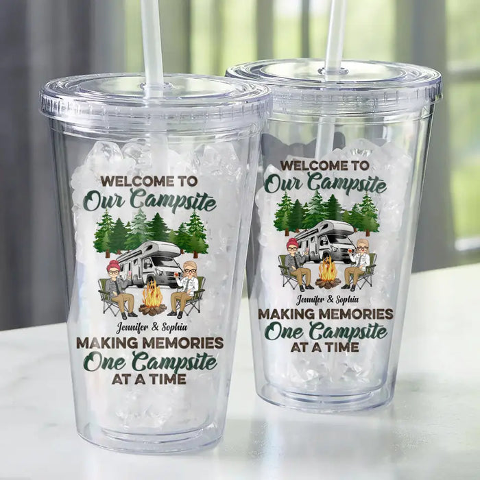 Welcome To Our Campsite - Personalized Tumbler - Gift For Friends, Family
