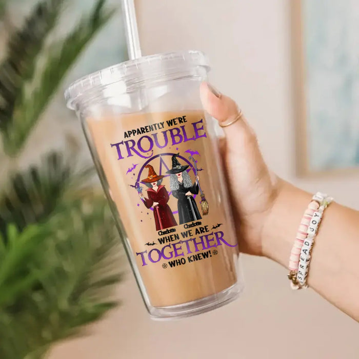 Apparently We're Trouble - Personalized Acrylic Tumbler - Halloween Gift For Family