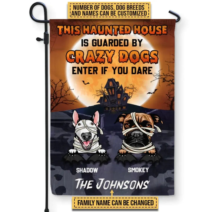 This Haunted House Enter If You Dare - Personalized Flag - Halloween Gift For Dog Lovers