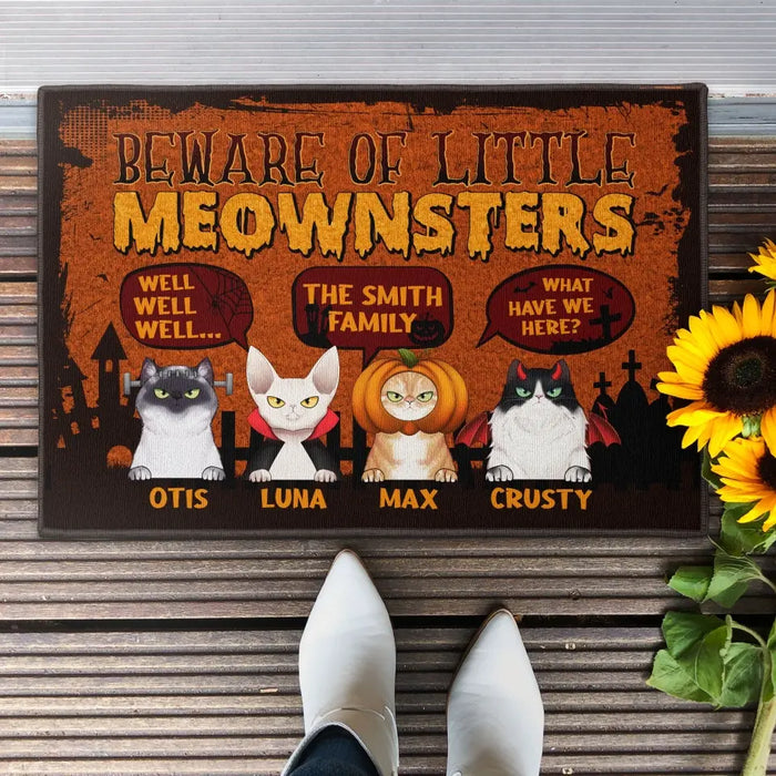 Beware Of Little Meownsters - Personalized Doormat - Halloween Gift For Cat Lovers