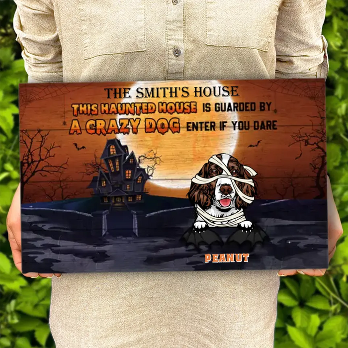 This Haunted House Enter If You Dare - Personalized Rectangle Wooden Sign - Halloween Gift For Dog Lovers