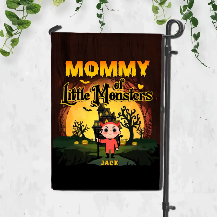 Mommy Of Little Monsters - Personalized Garden Flag - Halloween Gift For Dad And Mom