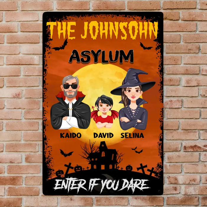 Enter If You Dare - Personalized Metal Sign - Halloween Gift For Family