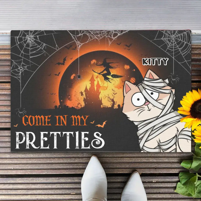 Come In My Pretties - Personalized Doormat - Halloween Gift For Cat Lovers