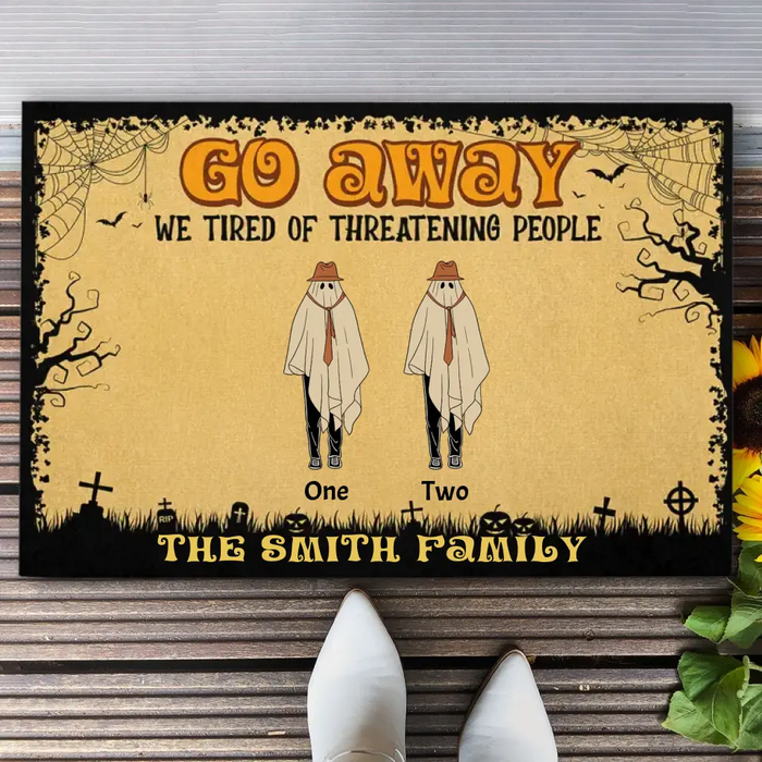 Go Away - Personalized Doormat - Halloween Gift For Family