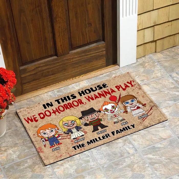 In This House We Do Horror - Personalized Doormat - Halloween Gift For Family
