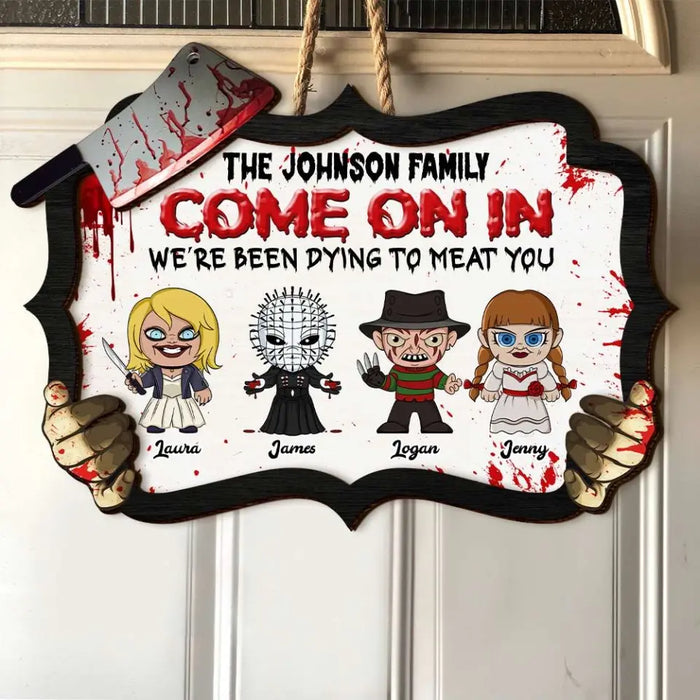 Come On In - Personalized Shaped Wood Sign - Halloween Gift For Family