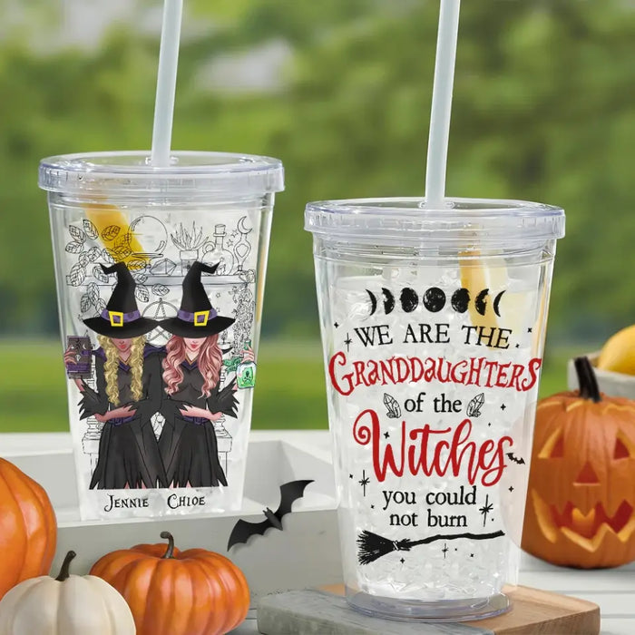 We're The Granddaughters Of The Witches - Personalized Acrylic Tumbler - Halloween Gift For Friends, Besties
