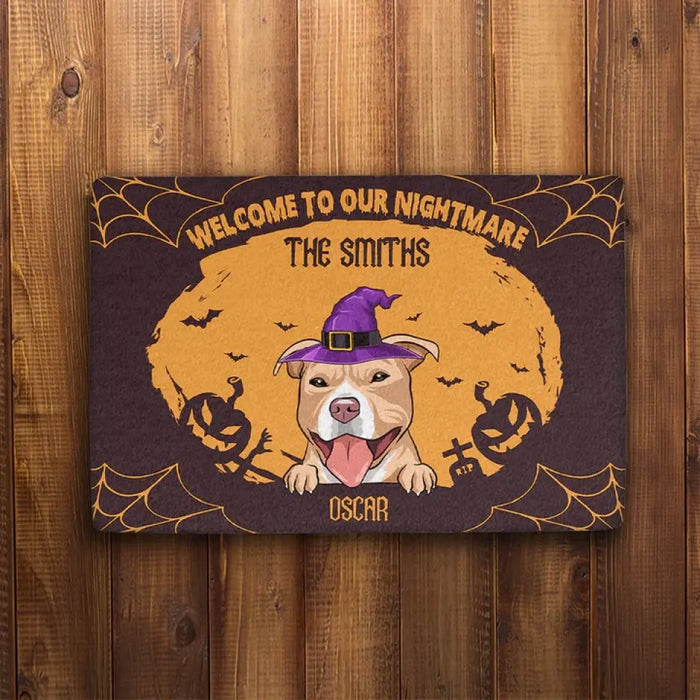 Welcome To Our Nightmare - Personalized Doormat- Halloween Gift For Dog Lovers