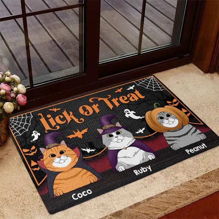 Lick Or Treat - Personalized Doormat - Halloween Gift For Cat Lovers