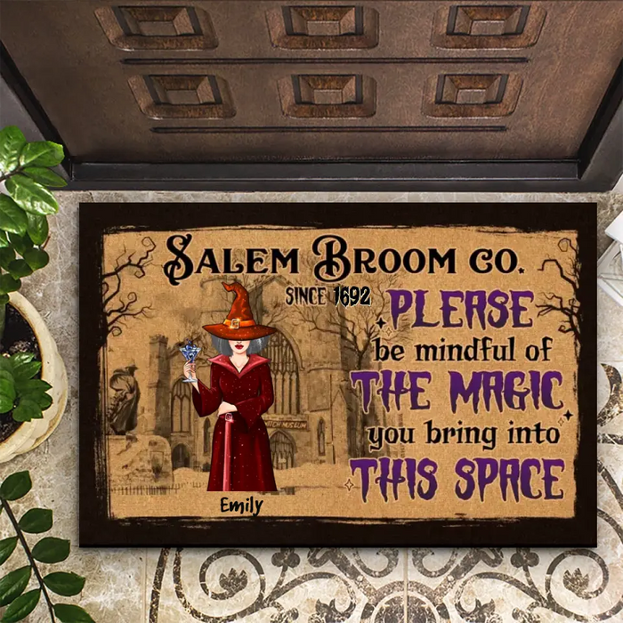 Salem Broom Co - Personalized Doormat - Halloween Gift For Friends, Witch Lover