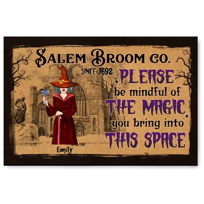 Salem Broom Co - Personalized Doormat - Halloween Gift For Friends, Witch Lover