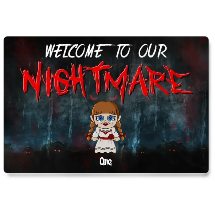 Welcome To Our Nightmare - Personalized Doormat - Halloween Gift For Family