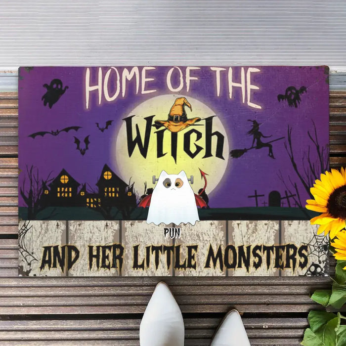 Home Of The Witch - Personalized Doormat - Halloween Gift For Cat lovers