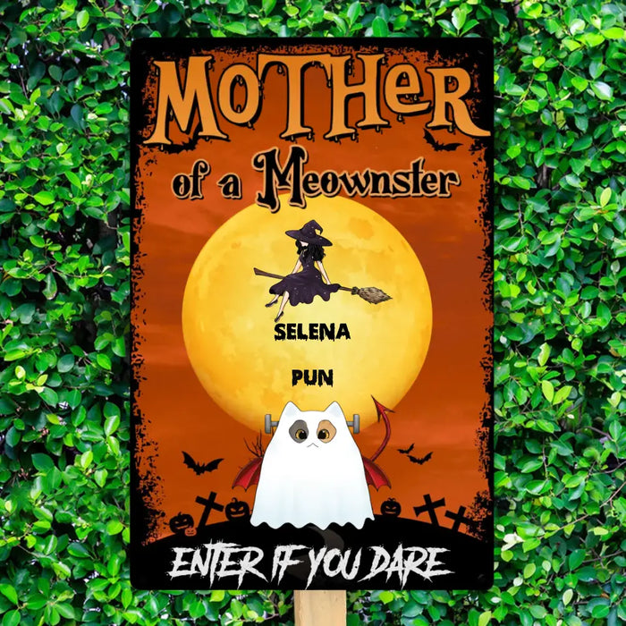 Mother Of Little Meowsters - Personalized Metal Sign - Halloween Gift For Cat Lovers