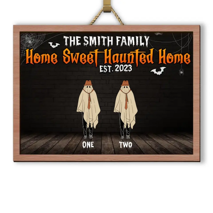 Home Sweet Haunted Home -  Personalized Rectangle Wood Sign - Halloween Gift For Family
