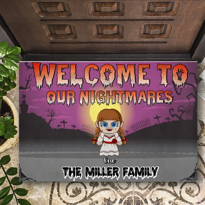 Welcome To Our Nightmares - Personalized Doormat - Halloween Gift For Family