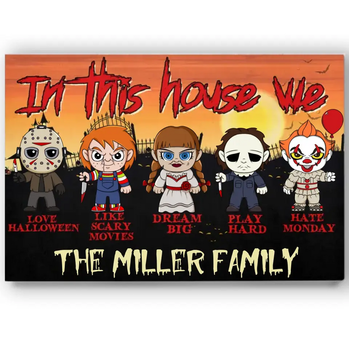 In This House We Love - Personalized Doormat - Halloween Gift For Family