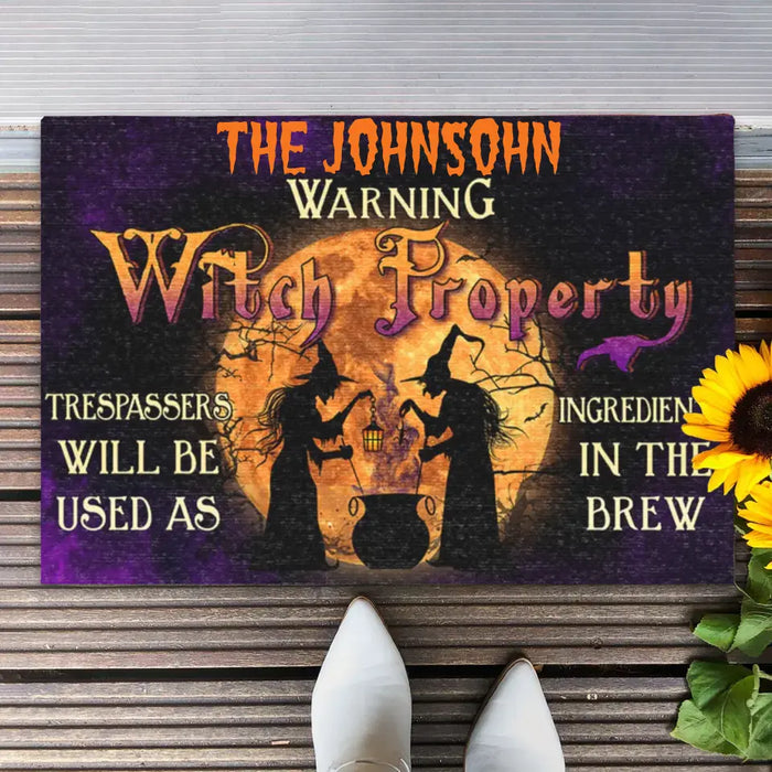 Witch Property - Personalized Doormat - Halloween Decor For Family