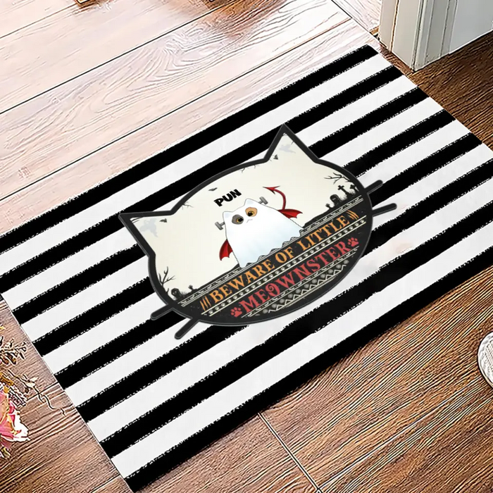 Beware Of Little Meownster - Personalized Shaped Doormat - Hallowwen Gift For Cat Lovers