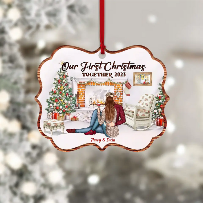 Our First Christmas Together 2023 - Personalized Shaped Wood Ornament - Christmas Gift For Couples