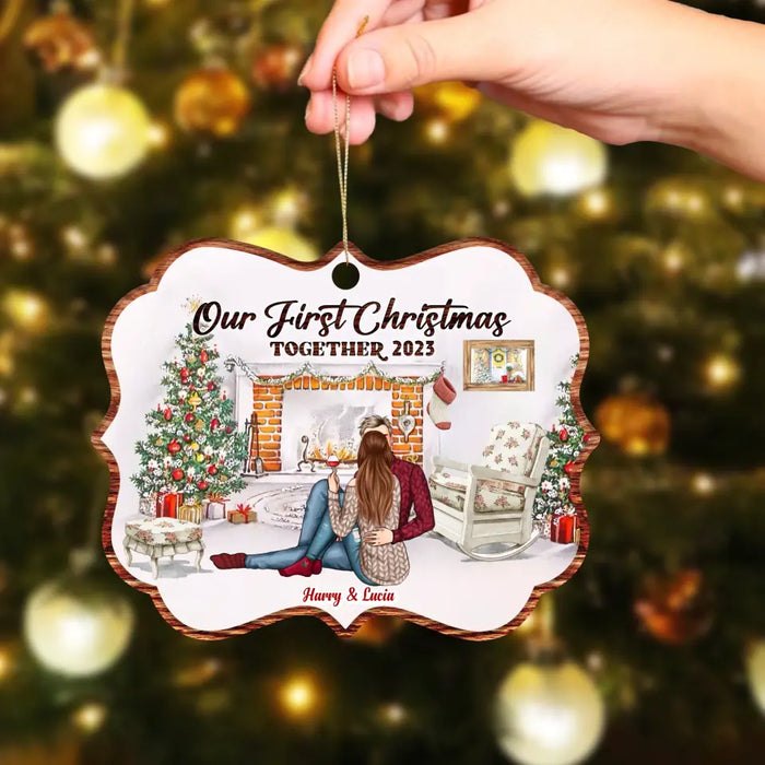 Our First Christmas Together 2023 - Personalized Shaped Wood Ornament - Christmas Gift For Couples