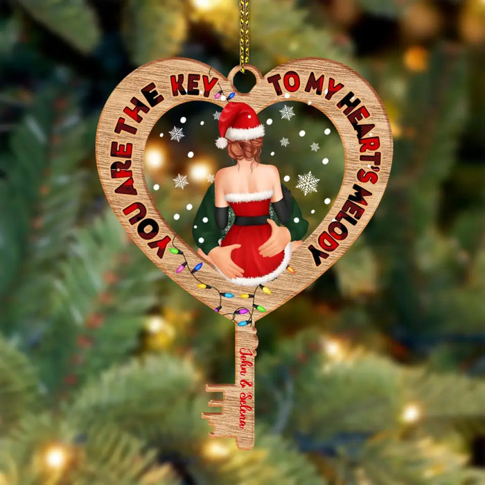You Are The Key To My Heart's Melody - Personalized Shaped Acrylic & Wooden Ornament - Christmas Gift For Couples