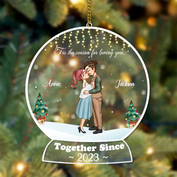 Christmas Tis The Season For Loving You - Personalized Acrylic Ornament- Gift For Couple