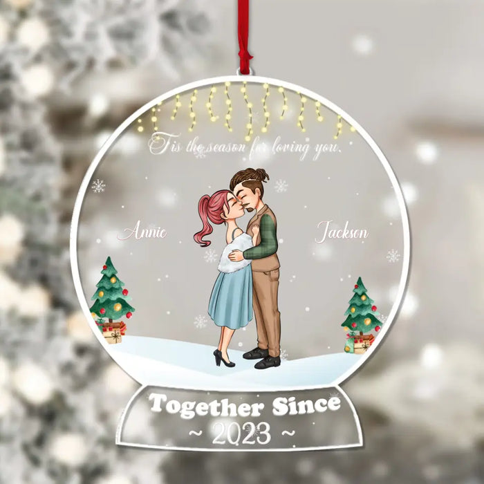 Christmas Tis The Season For Loving You - Personalized Acrylic Ornament- Gift For Couple