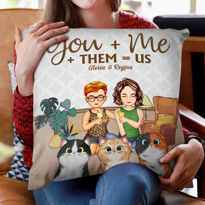 You Me Them Us Dogs Cats Family - Home Decor Gift For Family, Couple, Pet Lovers - Personalized Custom Pillow