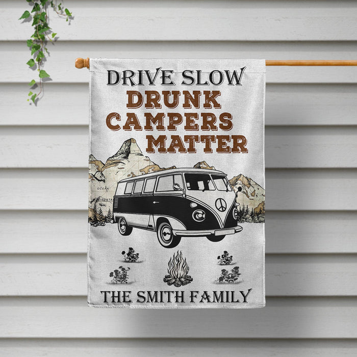 Personalized Camping Drunk Campers Matter Customized Flag