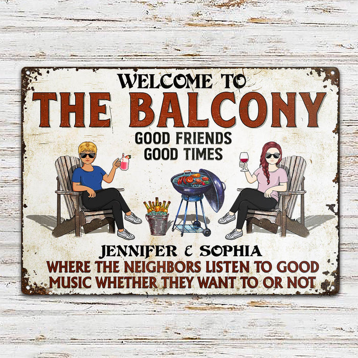 Patio Grilling Listen To The Good Music Couple Husband Wife - Backyard Sign - Personalized Custom Classic Metal Signs