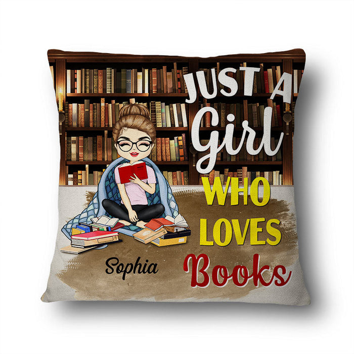 Just A Girl Who Loves Books Blanket Reading - Gift For Book Lovers - Personalized Custom Pillow
