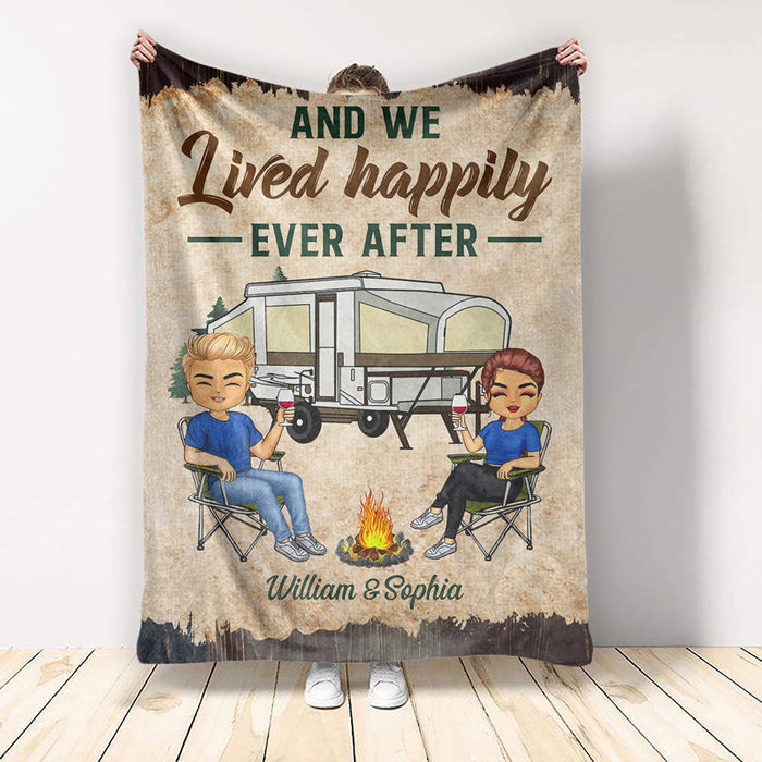 Partners For Life Husband Wife Camping - Couple Gift - Personalized Custom Fleece Blanket