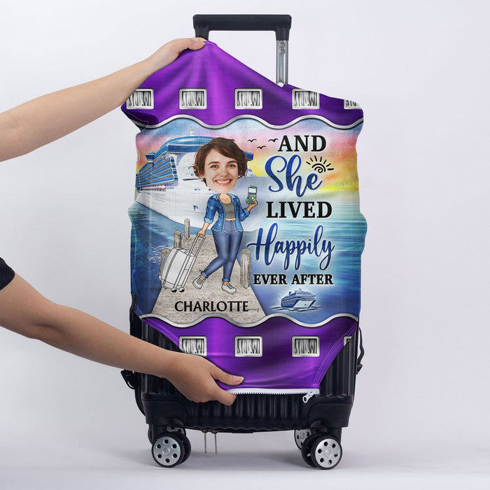 Custom Photo Just A Girl Boy Who Loves Cruising - Gift For Traveling Lovers - Personalized Custom Luggage Cover